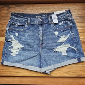 American Eagle Stretch Denim Mom Shorts High Waisted AE Size 14